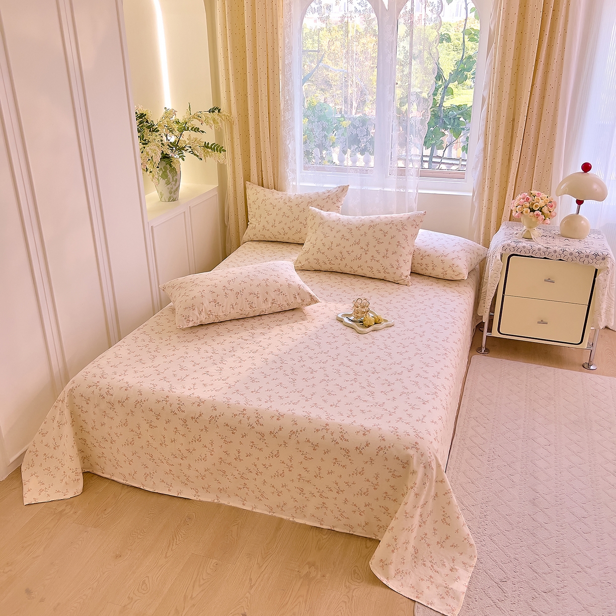 91家纺网 家纺一手货源 找家纺 DoDo 兜兜 2026新款全棉纯棉柔软双层纱单品床单系列（可定做尺寸） 美娜