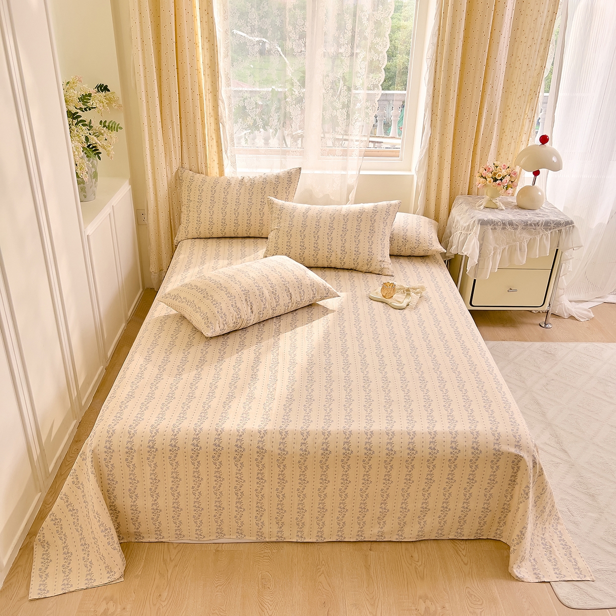 91家纺网 家纺一手货源 找家纺 DoDo 兜兜 2026新款全棉纯棉柔软双层纱单品床单系列（可定做尺寸） 芷若