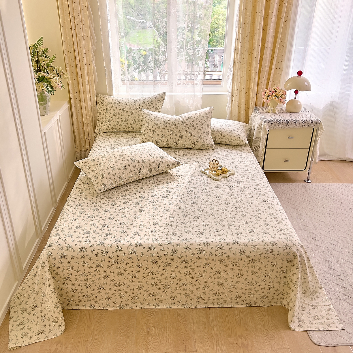 91家纺网 家纺一手货源 找家纺 DoDo 兜兜 2026新款全棉纯棉柔软双层纱单品床单系列（可定做尺寸） 香草