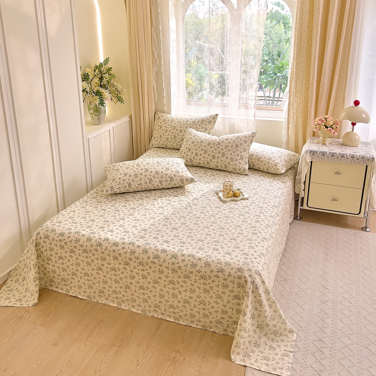 91家纺网 家纺一手货源 找家纺 DoDo 兜兜 2026新款全棉纯棉柔软双层纱单品床单系列（可定做尺寸） 香草