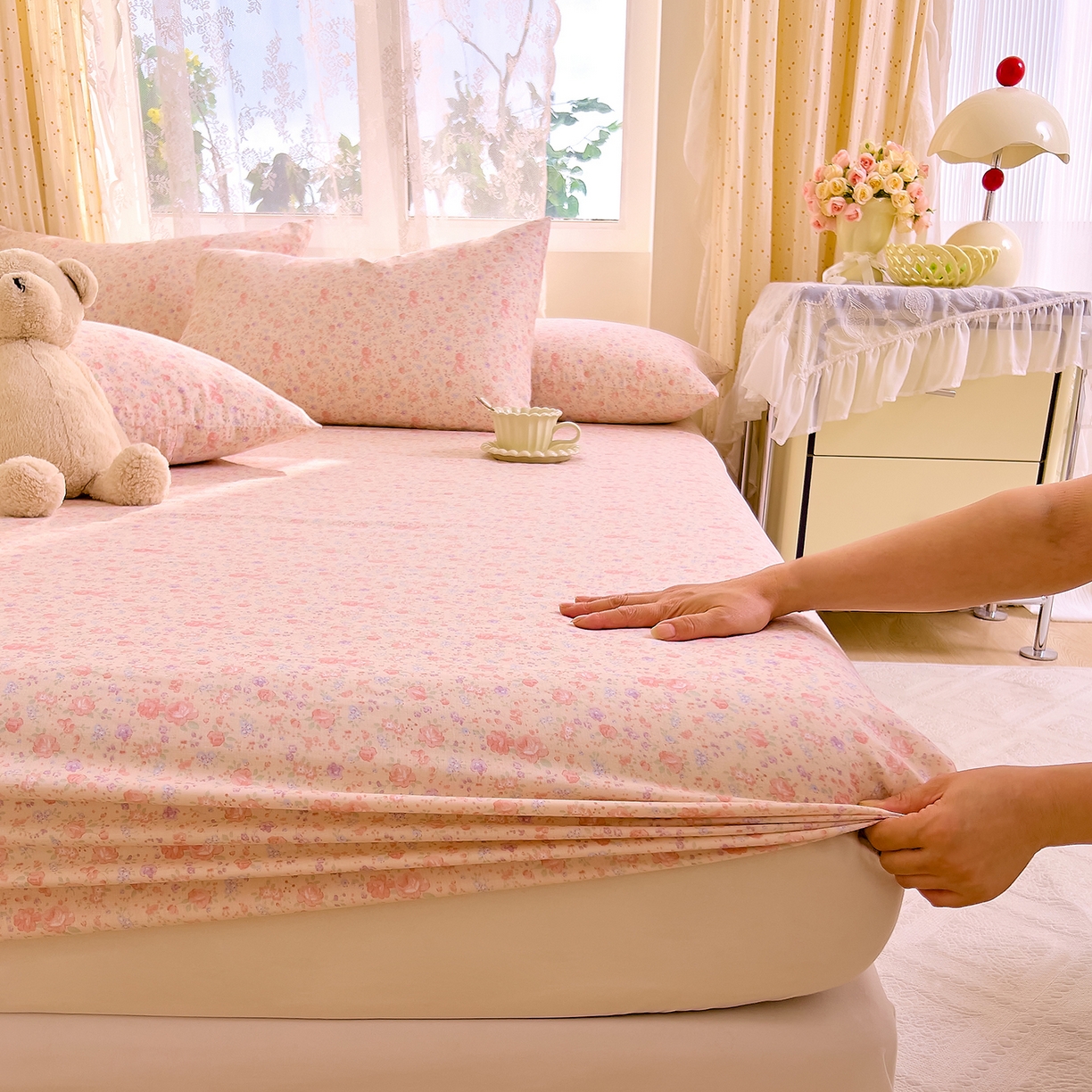 91家纺网 家纺一手货源 找家纺 DoDo 兜兜 2026新款全棉纯棉柔软双层纱单品床笠系列（可定做尺寸） 木兮