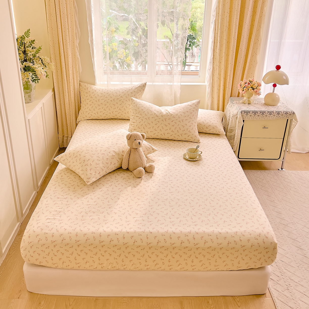 91家纺网 家纺一手货源 找家纺 （总）DoDo 兜兜 2026新款全棉纯棉柔软双层纱单品床笠系列（可定做尺寸）