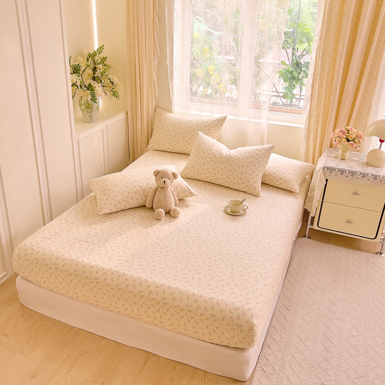 91家纺网 家纺一手货源 找家纺 （总）DoDo 兜兜 2026新款全棉纯棉柔软双层纱单品床笠系列（可定做尺寸）