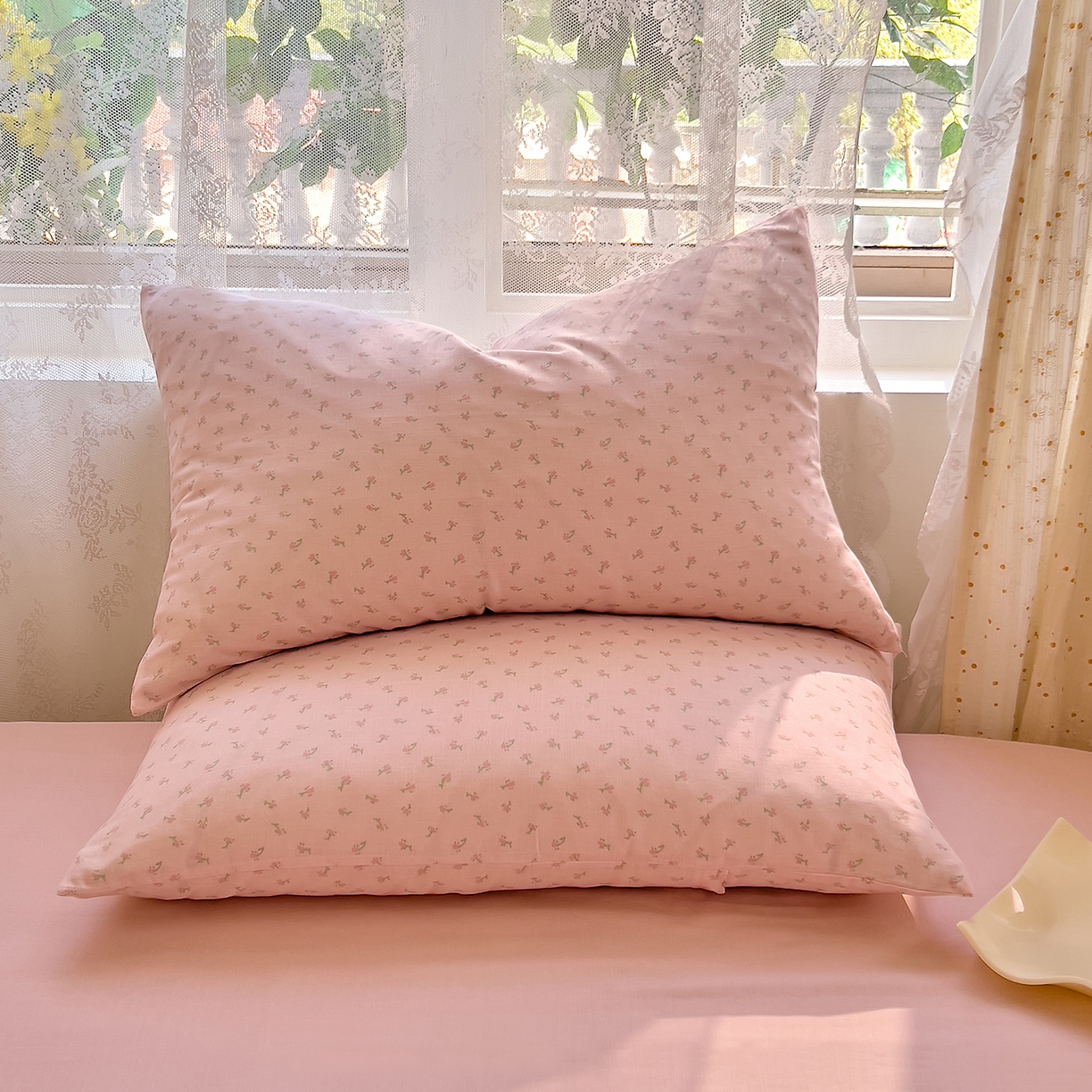 91家纺网 家纺一手货源 找家纺 DoDo 兜兜 2026新款全棉纯棉柔软双层纱单品床笠系列（可定做尺寸） 甜梦