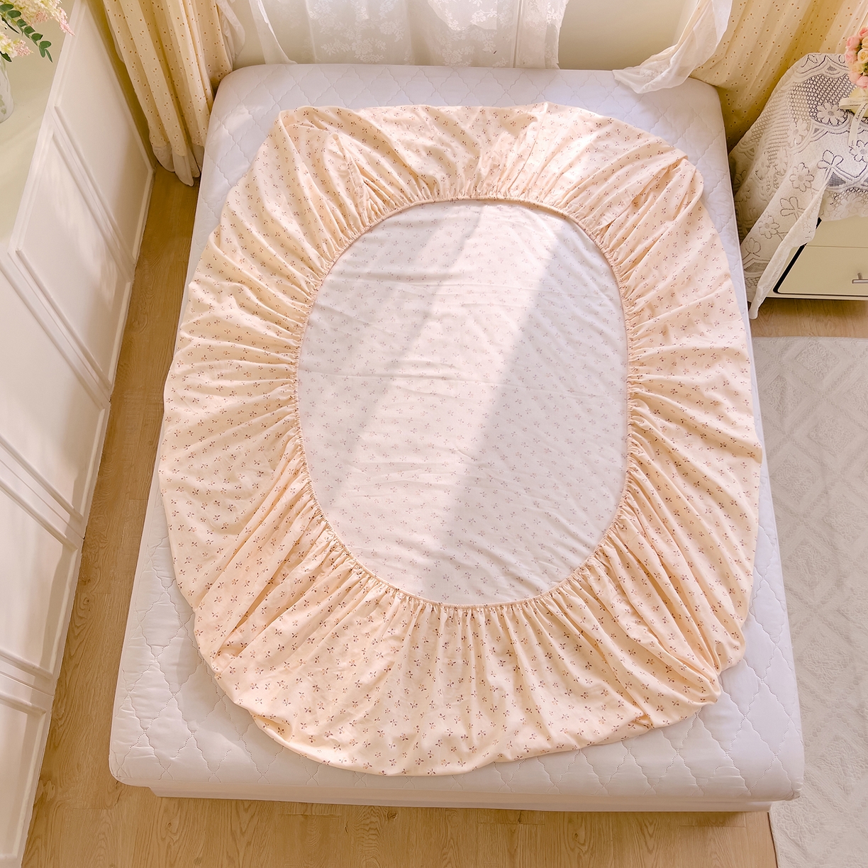 91家纺网 家纺一手货源 找家纺 DoDo 兜兜 2026新款全棉纯棉柔软双层纱单品床笠系列（可定做尺寸） 乔安娜