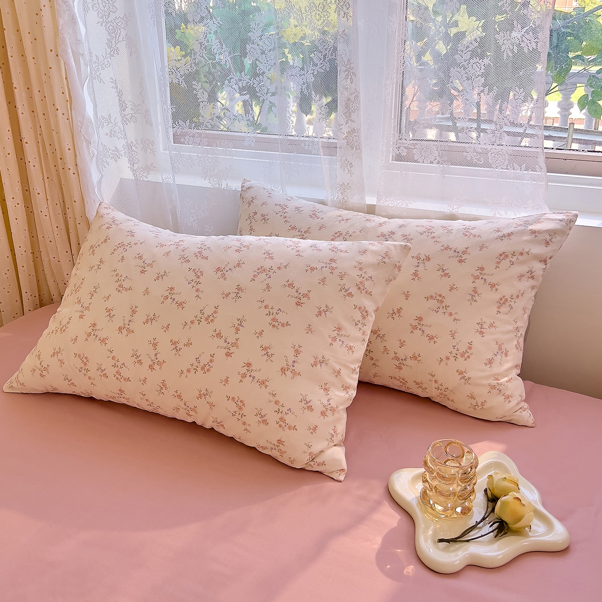 91家纺网 家纺一手货源 找家纺 DoDo 兜兜 2026新款全棉纯棉柔软双层纱单品床笠系列（可定做尺寸） 美娜