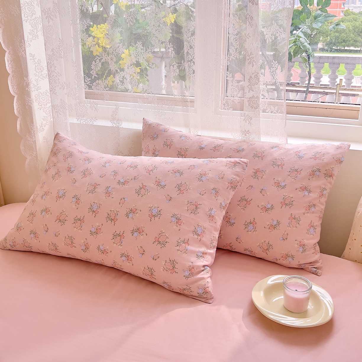 91家纺网 家纺一手货源 找家纺 DoDo 兜兜 2026新款全棉纯棉柔软双层纱单品床笠系列（可定做尺寸） 浅茉