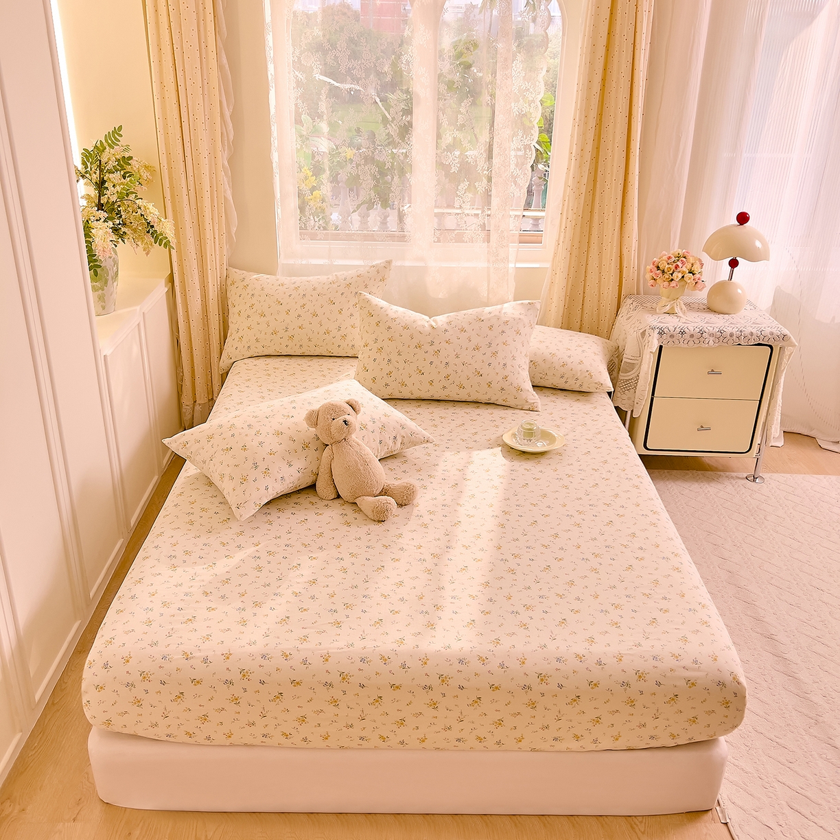 91家纺网 家纺一手货源 找家纺 DoDo 兜兜 2026新款全棉纯棉柔软双层纱单品床笠系列（可定做尺寸） 伊卡