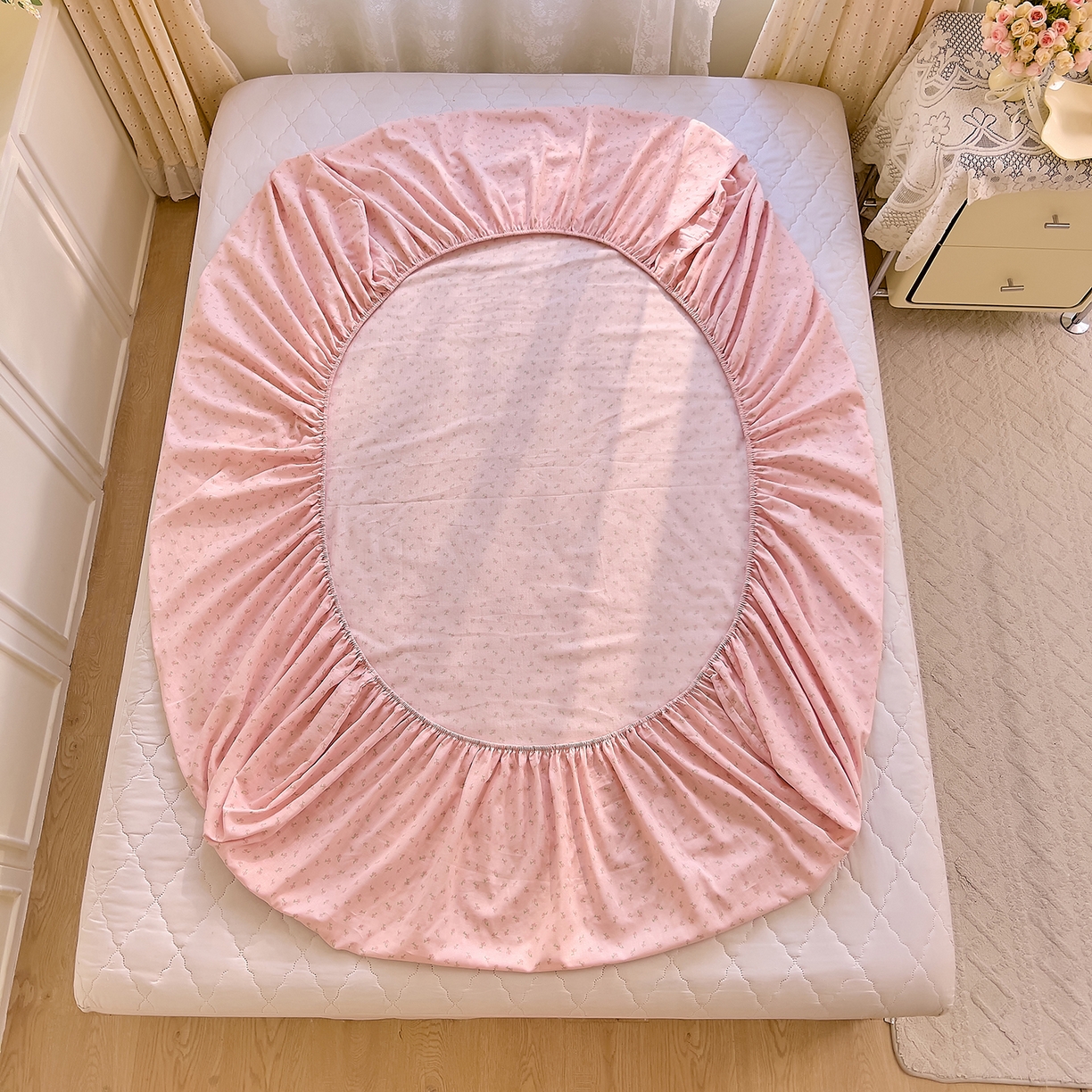 91家纺网 家纺一手货源 找家纺 DoDo 兜兜 2026新款全棉纯棉柔软双层纱单品床笠系列（可定做尺寸） 甜梦