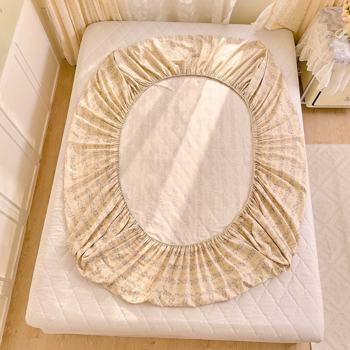 91家纺网 家纺一手货源 找家纺 DoDo 兜兜 2026新款全棉纯棉柔软双层纱单品床笠系列（可定做尺寸） 芷若