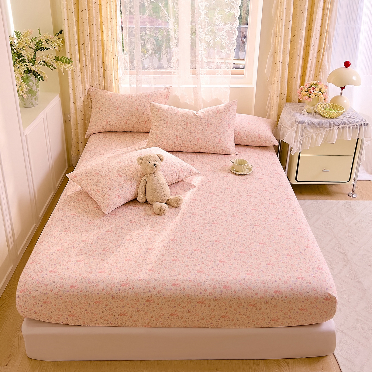 91家纺网 家纺一手货源 找家纺 DoDo 兜兜 2026新款全棉纯棉柔软双层纱单品床笠系列（可定做尺寸） 木兮