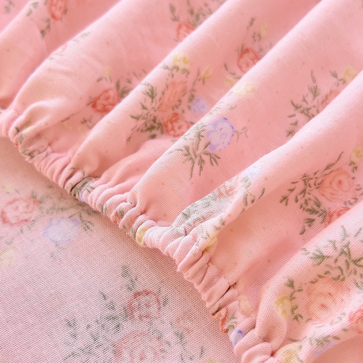 91家纺网 家纺一手货源 找家纺 DoDo 兜兜 2026新款全棉纯棉柔软双层纱单品床笠系列（可定做尺寸） 浅茉