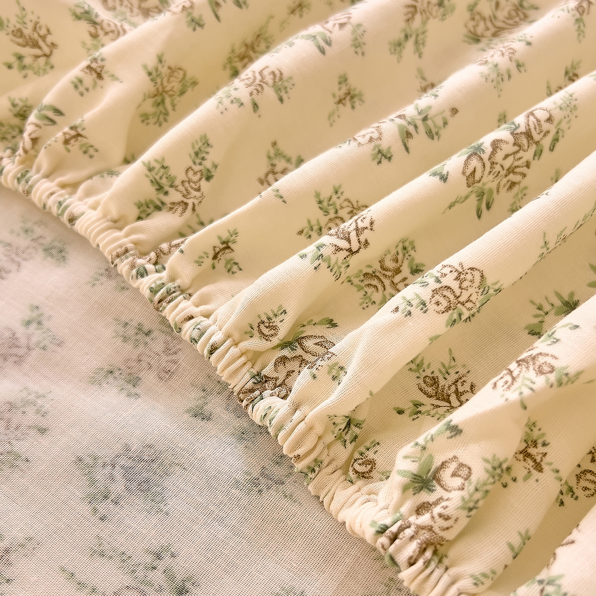 91家纺网 家纺一手货源 找家纺 DoDo 兜兜 2026新款全棉纯棉柔软双层纱单品床笠系列（可定做尺寸） 香草