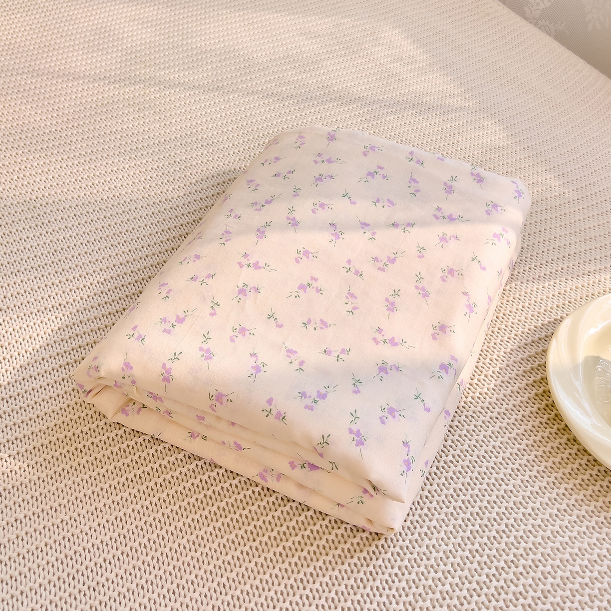 91家纺网 家纺一手货源 找家纺 DoDo 兜兜 2026新款全棉纯棉柔软双层纱单品床笠系列（可定做尺寸） 含笑-紫