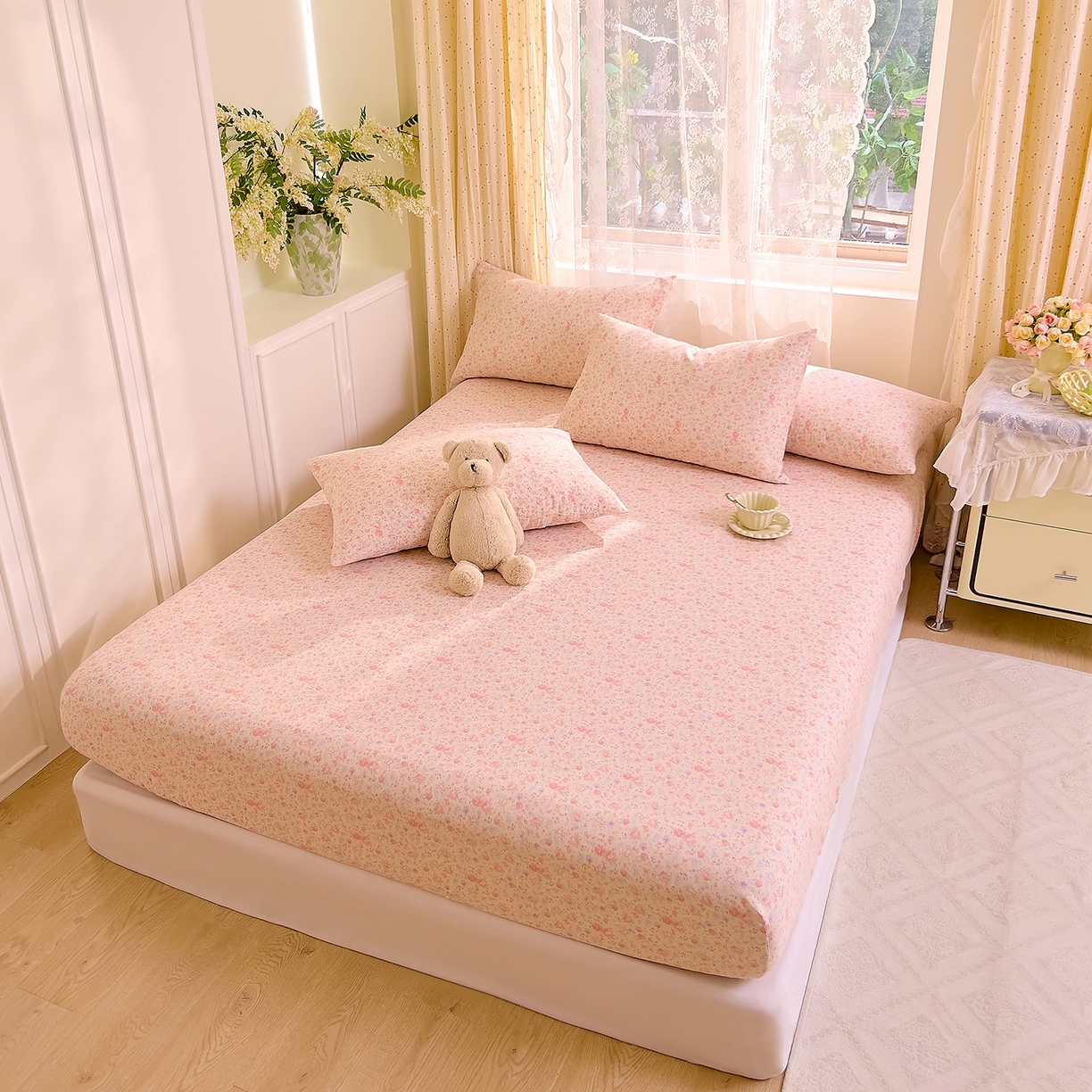 91家纺网 家纺一手货源 找家纺 DoDo 兜兜 2026新款全棉纯棉柔软双层纱单品床笠系列（可定做尺寸） 木兮