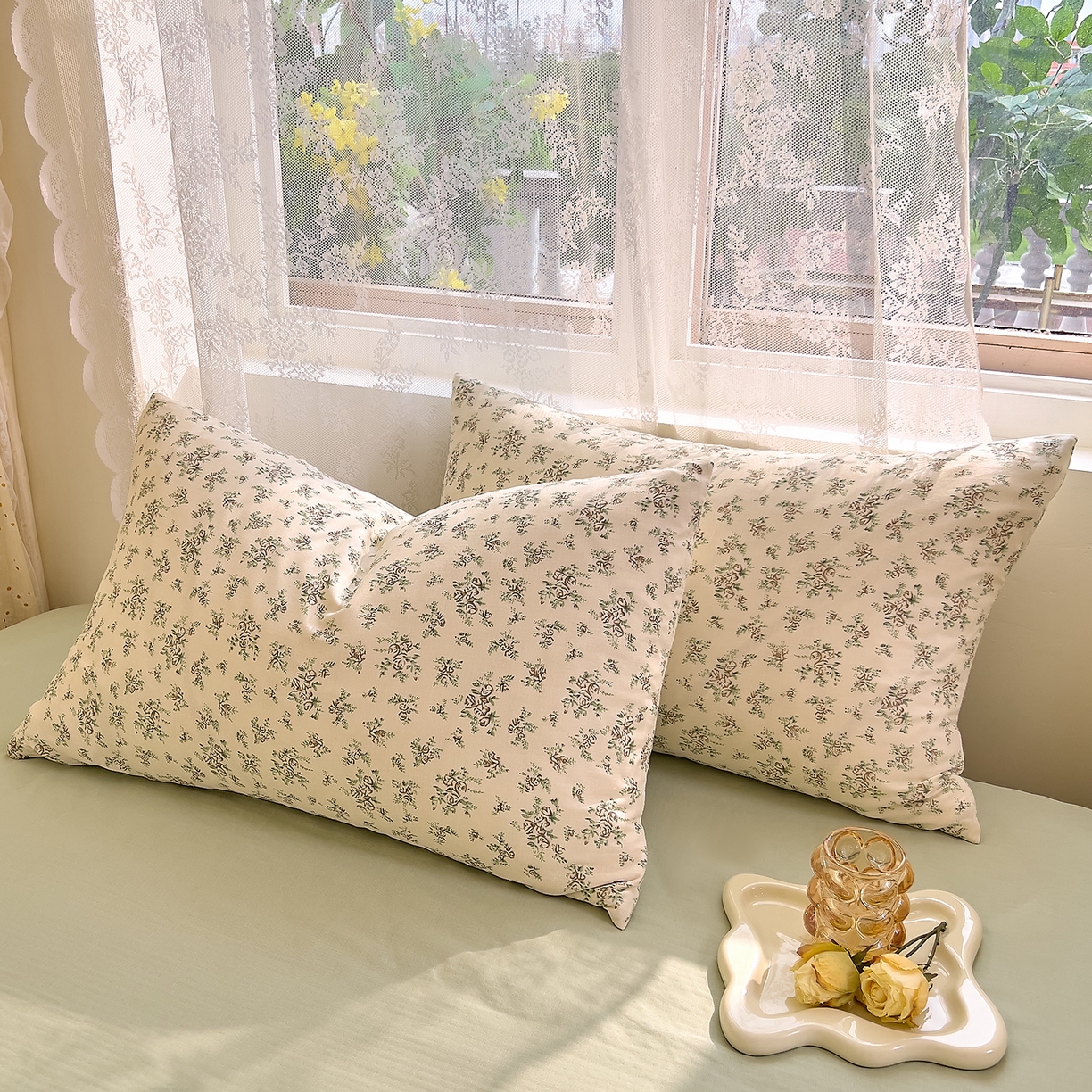 91家纺网 家纺一手货源 找家纺 DoDo 兜兜 2026新款全棉纯棉柔软双层纱单品床笠系列（可定做尺寸） 香草