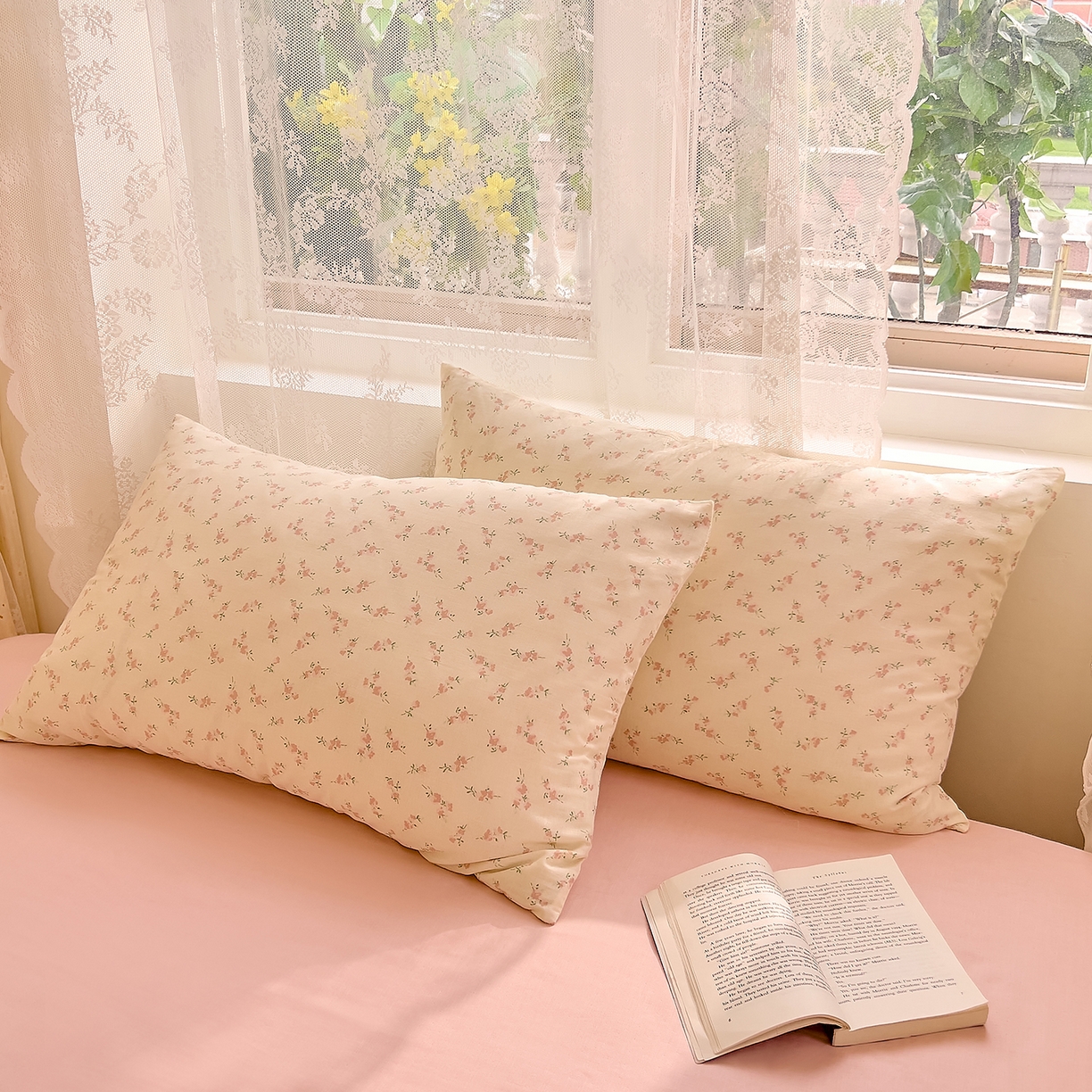 DoDo 兜兜 2026新款全棉纯棉柔软双层纱单品枕套系列（可定做尺寸） 含笑-粉