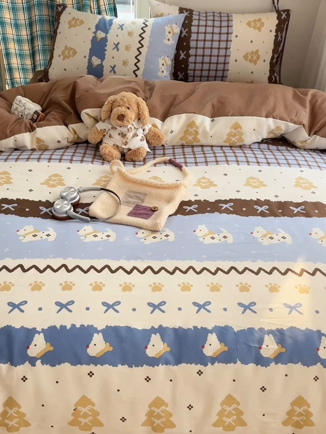 91家纺网 家纺一手货源 找家纺 （总）桃子家居 2026新款ins小清新费尔岛猫咪全棉纯棉印花四件套