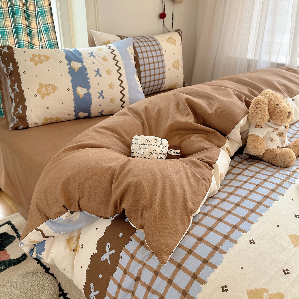 91家纺网 家纺一手货源 找家纺 桃子家居 2026新款ins小清新费尔岛猫咪全棉纯棉印花四件套 棉-费尔岛狗狗