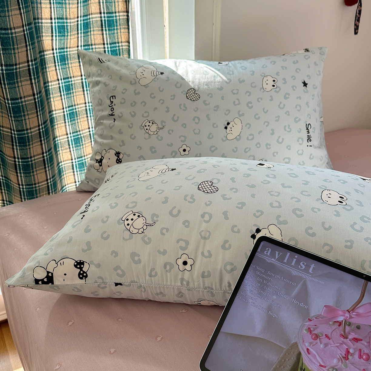 91家纺网 家纺一手货源 找家纺 桃子家居 2026新款ins小清新费尔岛猫咪全棉纯棉印花四件套 棉-蓝豹纹猫