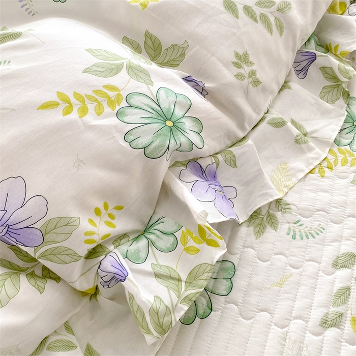 91家纺网 家纺一手货源 找家纺 （总）乐逸家纺 2025新款100%纯棉全棉印花法式风情蕾丝花边床裙床盖款四件套