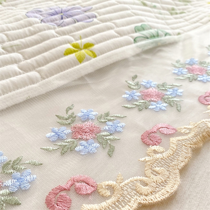 91家纺网 家纺一手货源 找家纺 乐逸家纺 2025新款100%纯棉全棉印花法式风情蕾丝花边床裙床盖款四件套 柔风铃兰花瓣