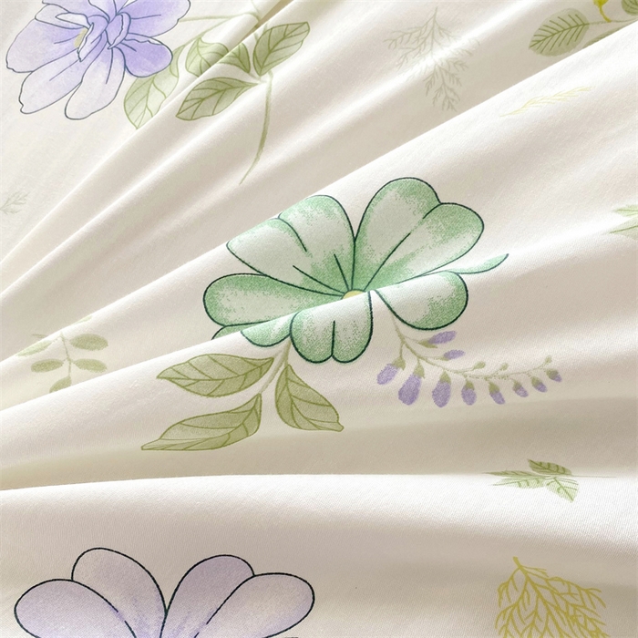 91家纺网 家纺一手货源 找家纺 乐逸家纺 2025新款100%纯棉全棉印花法式风情蕾丝花边床裙床盖款四件套 柔风铃兰花瓣