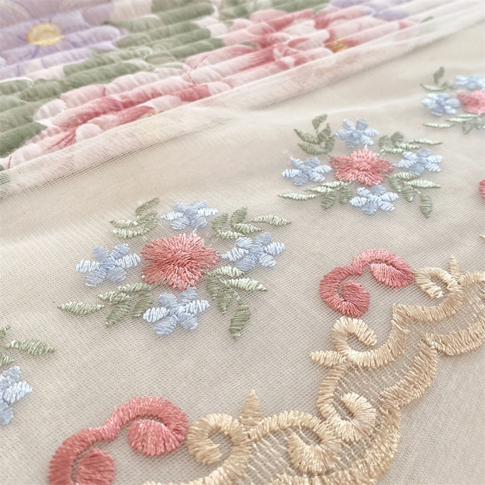 91家纺网 家纺一手货源 找家纺 乐逸家纺 2025新款100%纯棉全棉印花法式风情蕾丝花边床裙床盖款四件套 宫廷庄园-粉