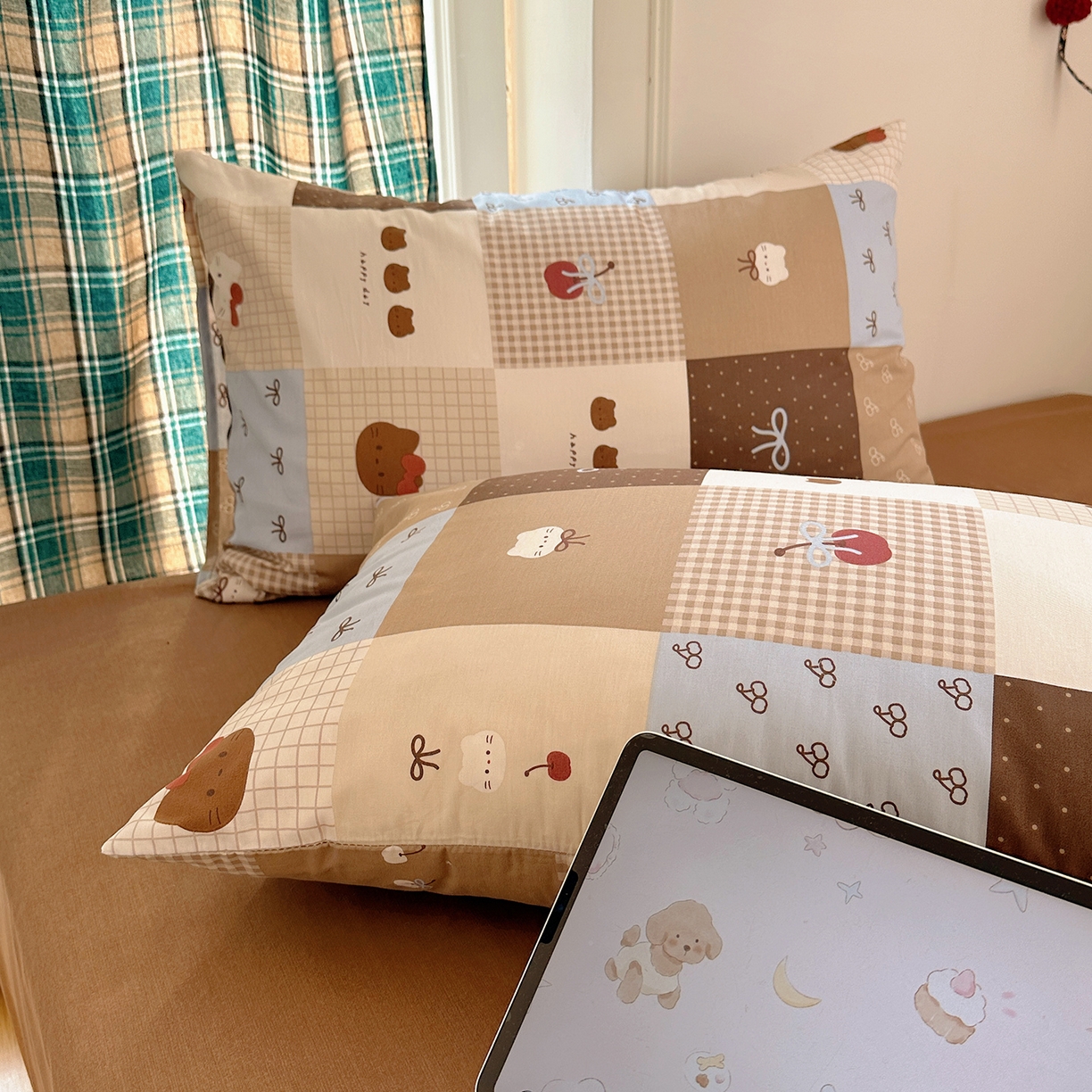 91家纺网 家纺一手货源 找家纺 桃子家居 2026新款ins小清新费尔岛猫咪全棉纯棉印花四件套 棉-少女黑皮猫