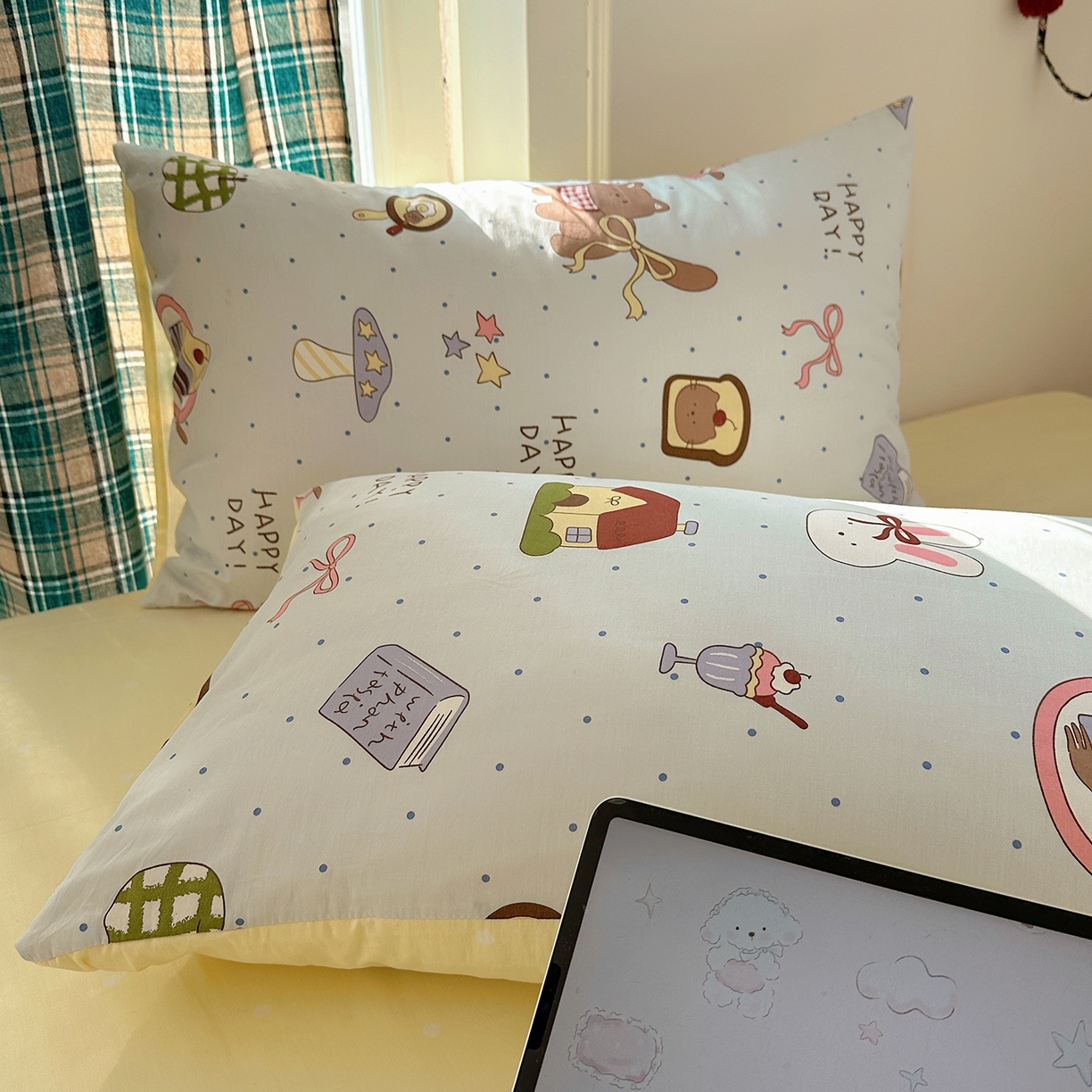 91家纺网 家纺一手货源 找家纺 桃子家居 2026新款ins小清新费尔岛猫咪全棉纯棉印花四件套 棉-甜甜日记