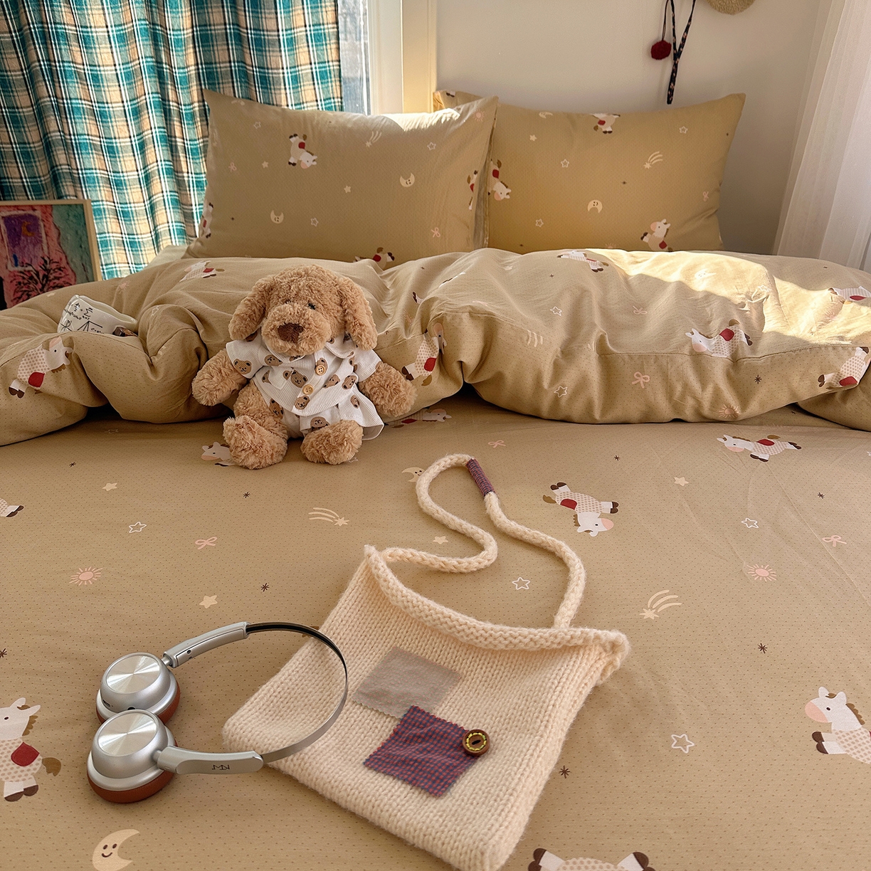 91家纺网 家纺一手货源 找家纺 桃子家居 2026新款ins小清新费尔岛猫咪全棉纯棉印花四件套 棉-星月小马