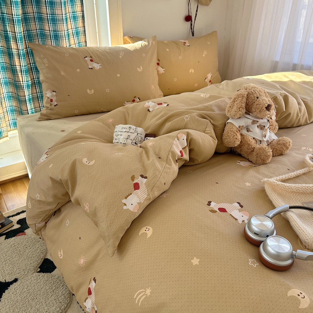 91家纺网 家纺一手货源 找家纺 桃子家居 2026新款ins小清新费尔岛猫咪全棉纯棉印花四件套 棉-星月小马