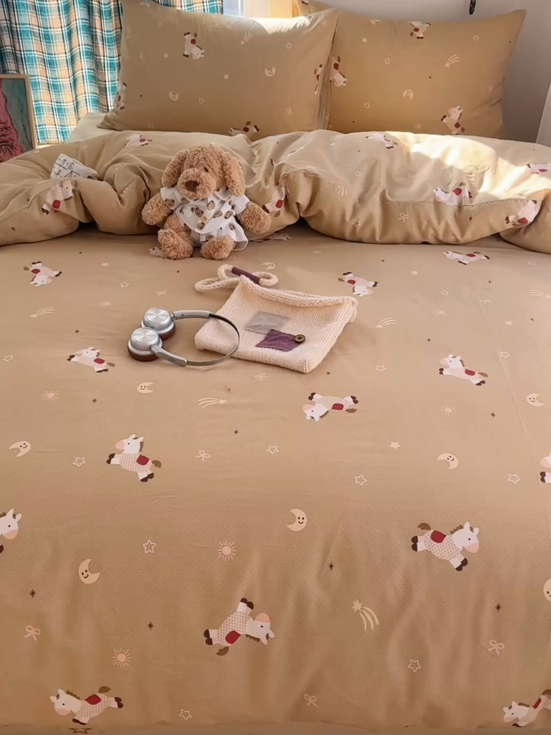 91家纺网 家纺一手货源 找家纺 桃子家居 2026新款ins小清新费尔岛猫咪全棉纯棉印花四件套 棉-星月小马