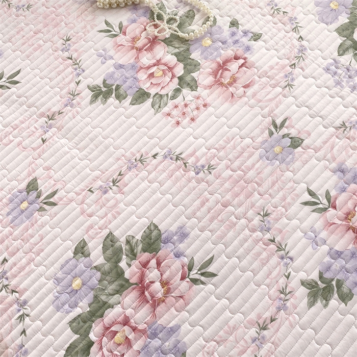 91家纺网 家纺一手货源 找家纺 乐逸家纺 2025新款100%纯棉全棉印花法式风情蕾丝花边床裙床盖 宫廷庄园-粉