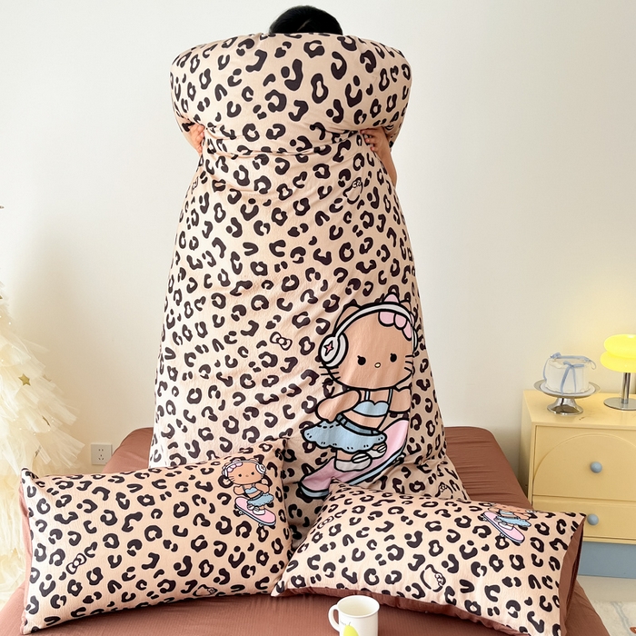 91家纺网 家纺一手货源 找家纺 海岛哥哥 2025新款大版印花云感双层纱四件套 豹纹凯蒂