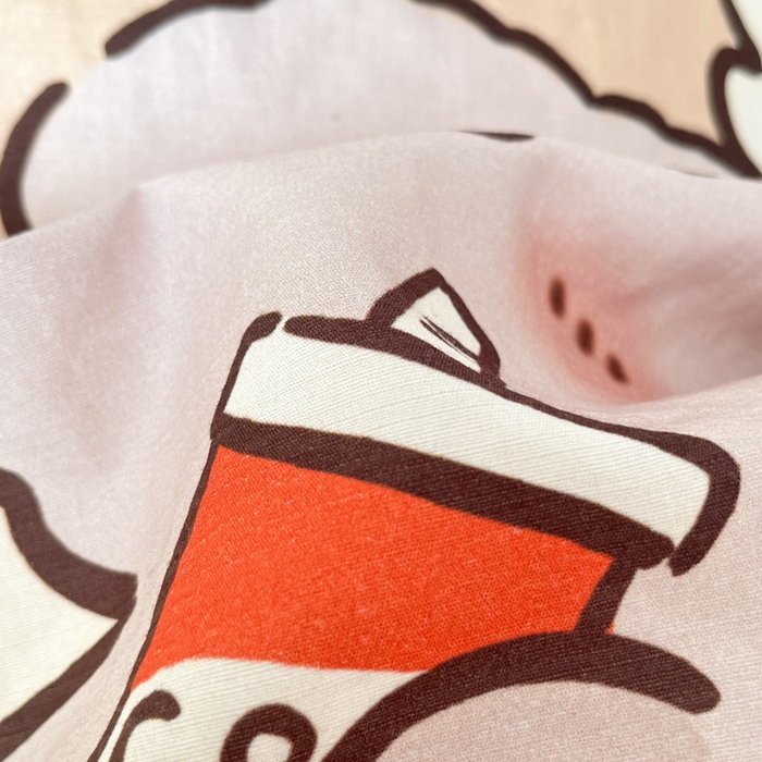 91家纺网 家纺一手货源 找家纺 海岛哥哥 2025新款大版印花云感双层纱四件套 狗狗音乐会