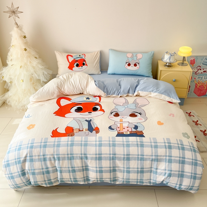 海岛哥哥 2025新款大版印花云感双层纱四件套 快乐逮捕