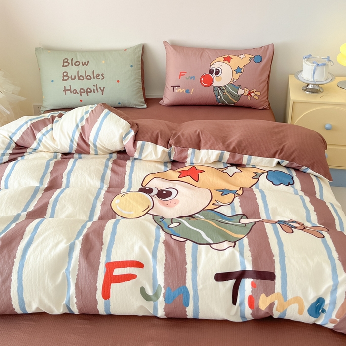 91家纺网 家纺一手货源 找家纺 海岛哥哥 2025新款大版印花云感双层纱四件套 趣味星星人