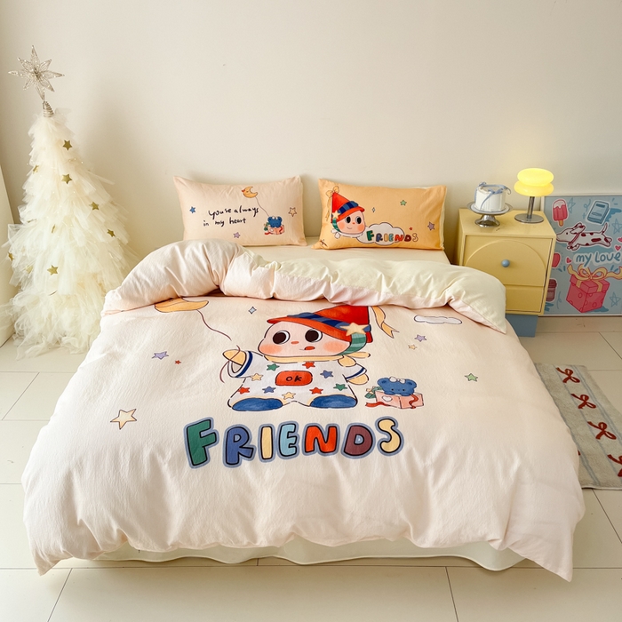 海岛哥哥 2025新款大版印花云感双层纱四件套 顽皮星星人