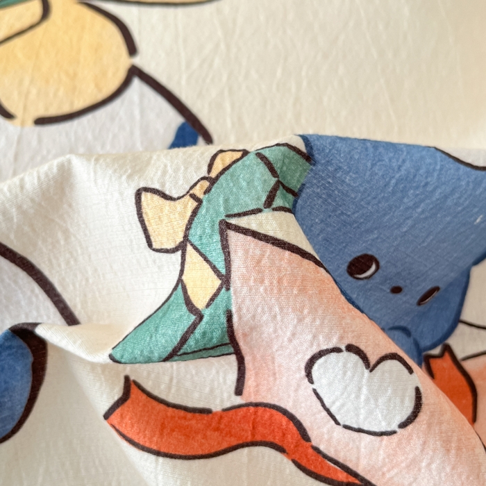 91家纺网 家纺一手货源 找家纺 海岛哥哥 2025新款大版印花云感双层纱四件套 顽皮星星人