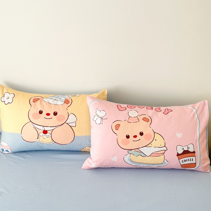 91家纺网 家纺一手货源 找家纺 海岛哥哥 2025新款大版印花云感双层纱四件套 熊熊茶话会