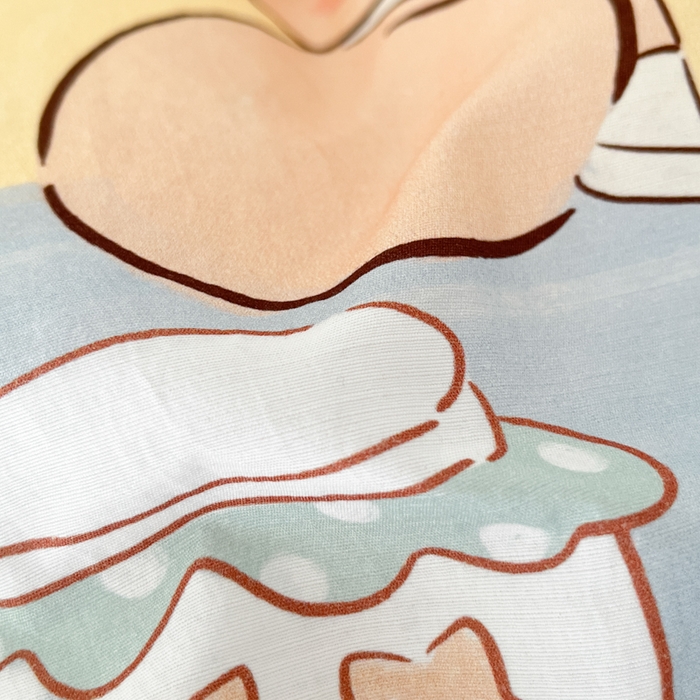 91家纺网 家纺一手货源 找家纺 海岛哥哥 2025新款大版印花云感双层纱四件套 熊熊茶话会