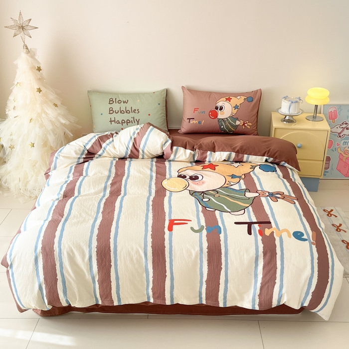 91家纺网 家纺一手货源 找家纺 港岛妹妹 2025新款大版印花云感双层纱四件套 趣味星星人