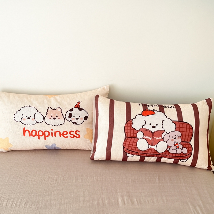 91家纺网 家纺一手货源 找家纺 港岛妹妹 2025新款大版印花云感双层纱四件套 狗狗音乐会