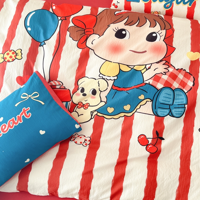 91家纺网 家纺一手货源 找家纺 港岛妹妹 2025新款大版印花云感双层纱四件套 可爱女孩