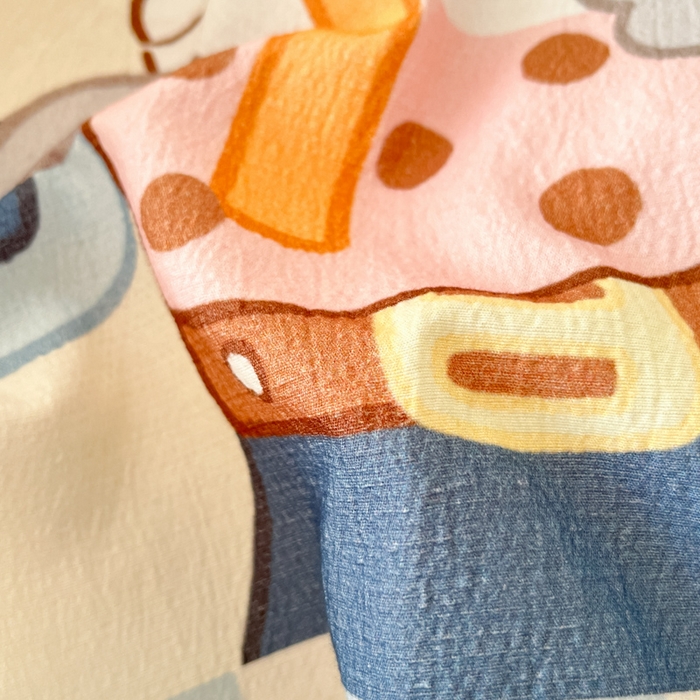 91家纺网 家纺一手货源 找家纺 港岛妹妹 2025新款大版印花云感双层纱四件套 快乐逮捕