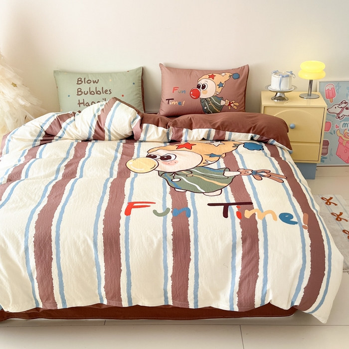 91家纺网 家纺一手货源 找家纺 港岛妹妹 2025新款大版印花云感双层纱四件套 趣味星星人