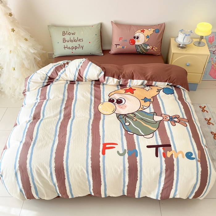 91家纺网 家纺一手货源 找家纺 港岛妹妹 2025新款大版印花云感双层纱四件套 趣味星星人