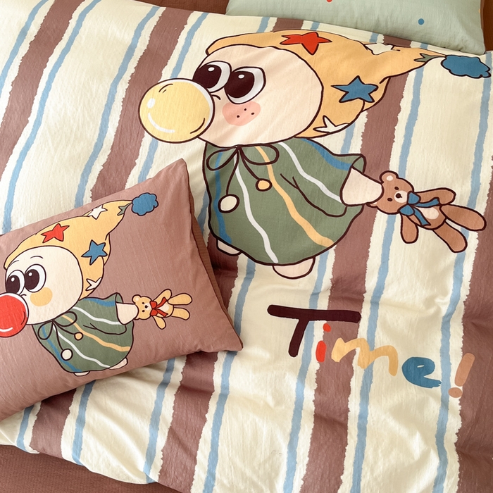 91家纺网 家纺一手货源 找家纺 港岛妹妹 2025新款大版印花云感双层纱四件套 趣味星星人