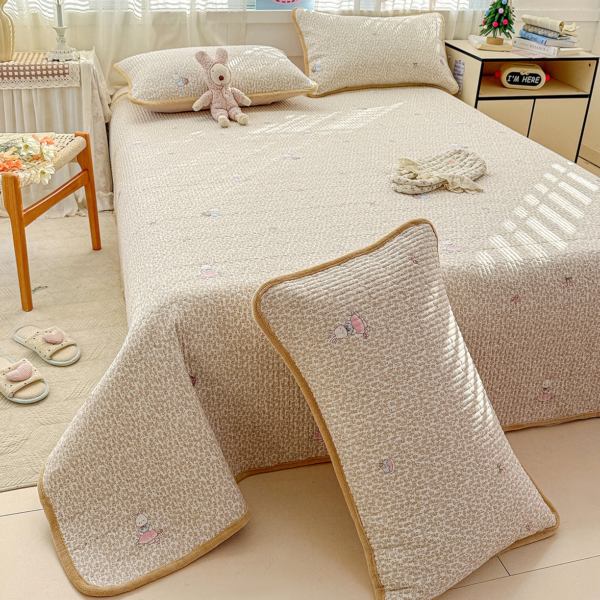 91家纺网 家纺一手货源 找家纺 （总）恒尚居 2026新款A双层纱B牛奶绒床盖双面两用夹棉床单学生床垫床褥子系列二